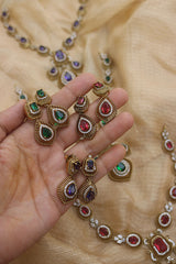 Dull Gold Oval Stones Set