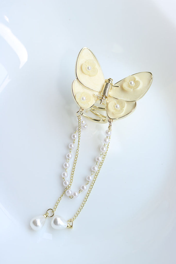 Off-White Butterfly Flower Claw Clip