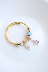 Lilac Leaf Flower Charm Bracelet