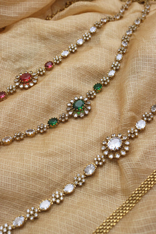 AD Dull Gold Oval Stones Belt