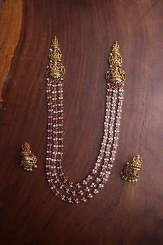 3 Layer Ruby Ovals Necklace