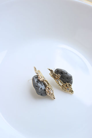 Grey Gold Stone Studs