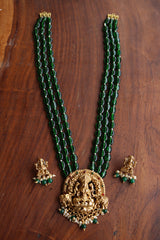 Lakshmi Haathi Green Pendant Set Small