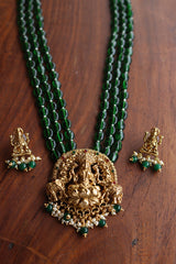 Lakshmi Haathi Green Pendant Set Small