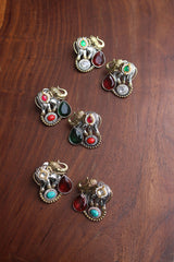 Two Tone Haathi Stone Earrings