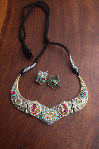 Two Tone Jadau Necklace