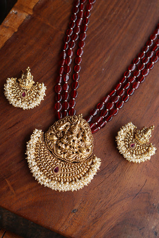 Ruby Cluster Lakshmi Chaand Set