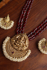 Ruby Cluster Lakshmi Chaand Set
