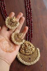 Ruby Cluster Lakshmi Chaand Set