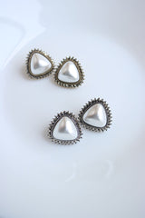 Triangle Pearl Stone Rustic Studs