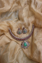 Elegant Ruby AD Pendant Set