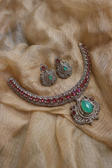 Elegant Ruby AD Pendant Set