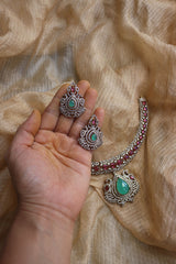 Elegant Ruby AD Pendant Set