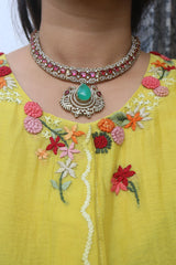 Elegant Ruby AD Pendant Set