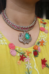 Elegant Ruby AD Pendant Set