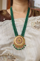 Round Green Beads Pendant Set
