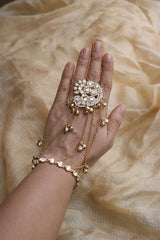 White Kundan Peacock Haathphool