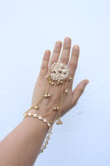 White Kundan Peacock Haathphool