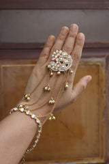 White Kundan Peacock Haathphool