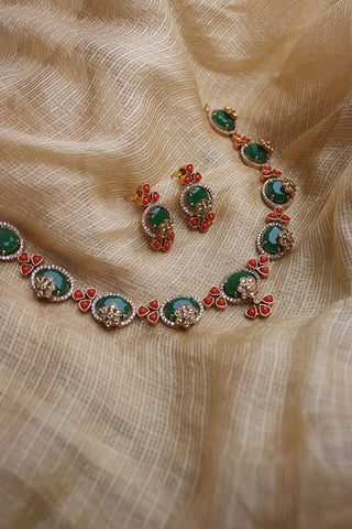 Coral Emerald Necklace