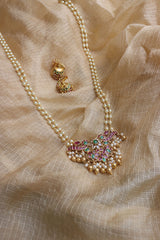 Pearl Ruby Green Pendant Set