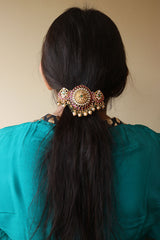Circle Kundan Ruby Buckle Hairclip