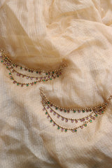 Ruby Green Circles Ear chain