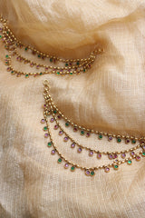 Ruby Green Circles Ear chain