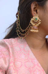 Ruby Green Circles Ear chain