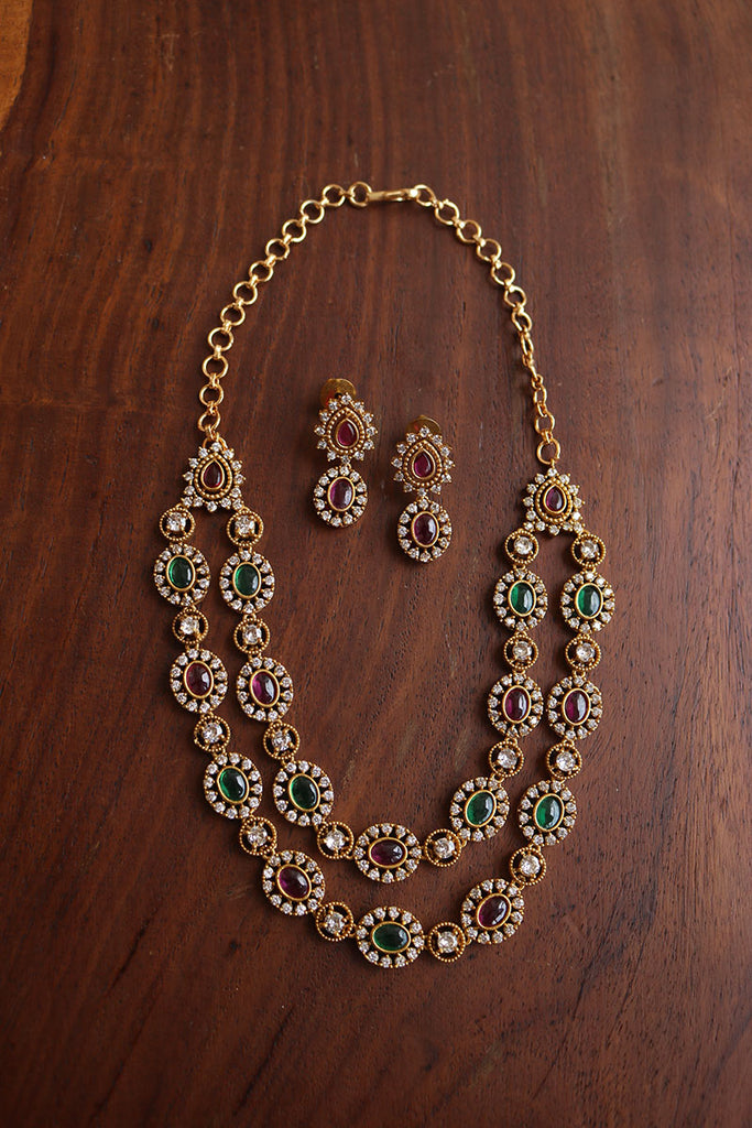 AD Two Line Ruby Green Set