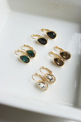 Tear Drop Stone Hook Earrings