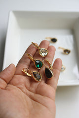 Tear Drop Stone Hook Earrings