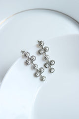 White Stone Pearl Grape Earrings
