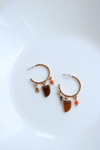 Orange Drop Hoop Earrings
