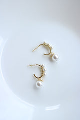 Tri Pearl Stone Drop Earrings