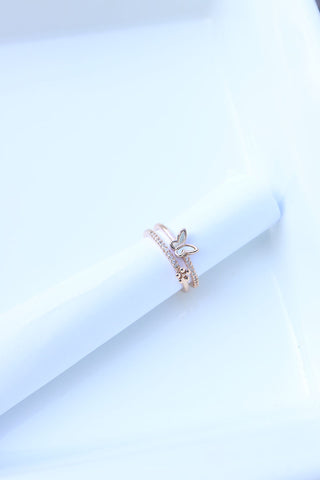 Rosegold Butterfly Dainty Finger Ring