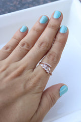 Rosegold AD Leaf Finger Ring