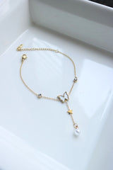 Butterfly Hanging Pearl Bracelet