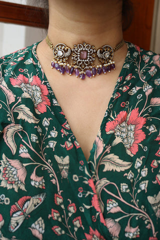 Victorian Rectangle Peacock Choker Set