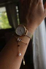 Butterfly Hanging Pearl Bracelet