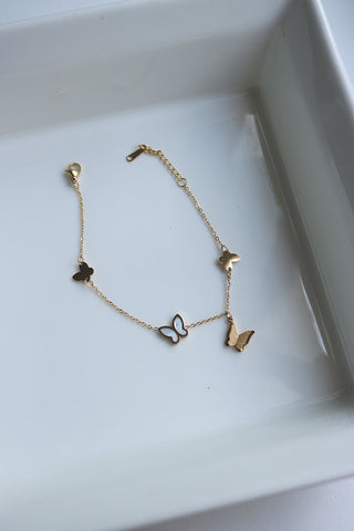 White Butterfly Hanging Dainty Bracelet