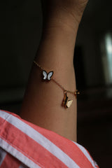 White Butterfly Hanging Dainty Bracelet