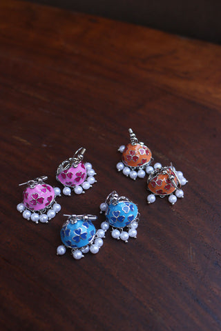 Mini Flower Enamel Jhumkis (Colors available)