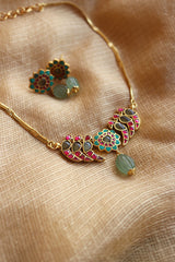 Kundan Turquoise Bird Set