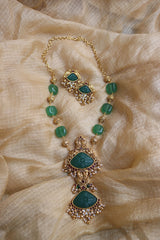 Green Bead Bird Pendant Set