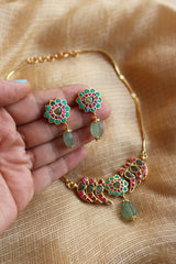 Kundan Turquoise Bird Set