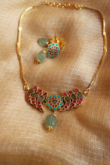 Kundan Turquoise Bird Set