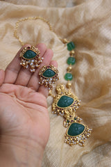 Green Bead Bird Pendant Set