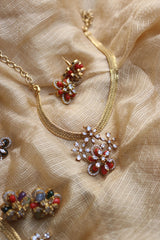 Flower Pendant Close Neck Set