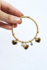 Gold Hanging Hearts Bracelet